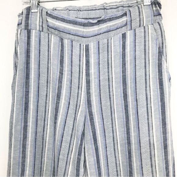 Indigo Rein Blue Striped Coastal Beach Flowy Capri Pants - Picture 2 of 10